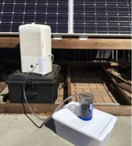 This Majik Water proof of concept prototype "hacks" existing technology to generate 10 liters of water per day from the air using solar technology. (Photo courtesy Majik Water) Posted for media use