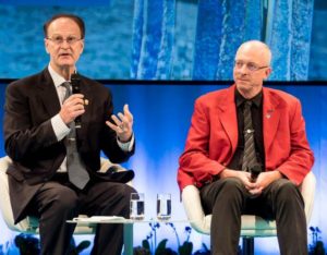 2018 Stockholm Water Prize winners Professors Bruce Rittmann and Mark van Loosdrecht at the 2018 World Water Week opening session, August 27, 2018 (Photo by Thomas Henriksson / SIWI) Creative Commons license via Flickr