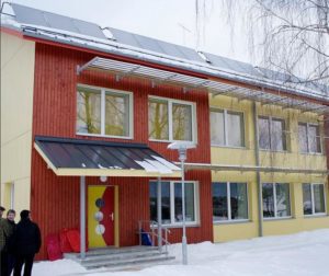 Kindergarden equipped with solar panels on the roof, March 5, 2010, Valga Estonia (Photo by Tõnu Mauring)