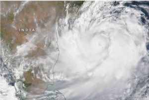  Tropical Cyclone Fani, spinning over the Bay of Bengal, is advancing northwest toward India’s east coast. May 1, 2019 (Photo courtesy NASA) Public domain