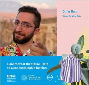 UNEP celebrates Young Champion of the Earth Omar Itani of Beirut, Lebanon, who founded Thredup, a network of online clothing thrift stores. September 19, 2019 (Photo courtesy UNEP) Posted for media use