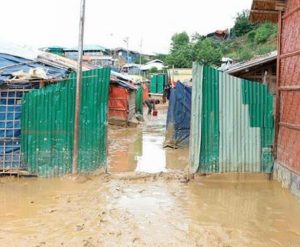  Rohinga refugee camps in Cox's Bazar, Bangladesh turned to mud after July rains, with some areas completely flooded. July 2019 (Photo by Gemma Snowdon courtesy World Food Programme) Posted for media use