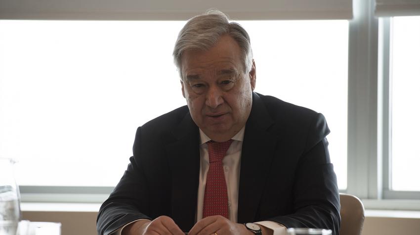 United Nations Secretary-General Antonio Guterres calls for an immediate global ceasefire so that everyone can focus on defeating the novel coronavirus, which causes the disease COVID-19. March 23, 2020 (Screengrab from video courtesy UN) Posted for media use