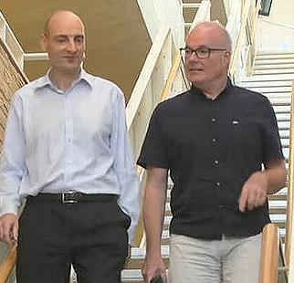 Dr. Ian Hosking, left, and Senior Lecturer Bill Nicholl, co-founders and co-leaders of the Designing Our Tomorrow long-term project at the University of Cambridge, UK. (Screengrab from video courtesy Cambridge University)