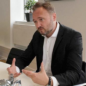  Danish Climate and Energy Minister Dan Jorgensen during an interview, August 16, 2019 (Photo courtesy Voice of America) Public domain