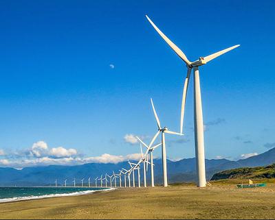 The Northwind Bangui Bay Project is located at the municipality of Bangui, Ilocos Norte, Philippines at the northwest tip of Luzon island where the wind blows toward land. December 15, 2018 (Photo by Wayne S. Grazio) Creative commons license via Flickr
