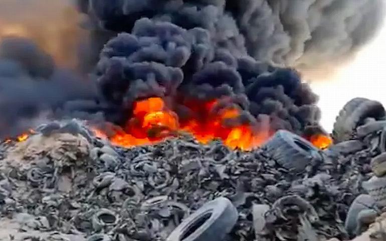 Kuwait tire fire on October 15, 2020 (Photo courtesy Interesting Engineering) https://interestingengineering.com/culture/kuwaits-tire-graveyard-with-over-7-million-dead-tires-poses-a-fire-hazard